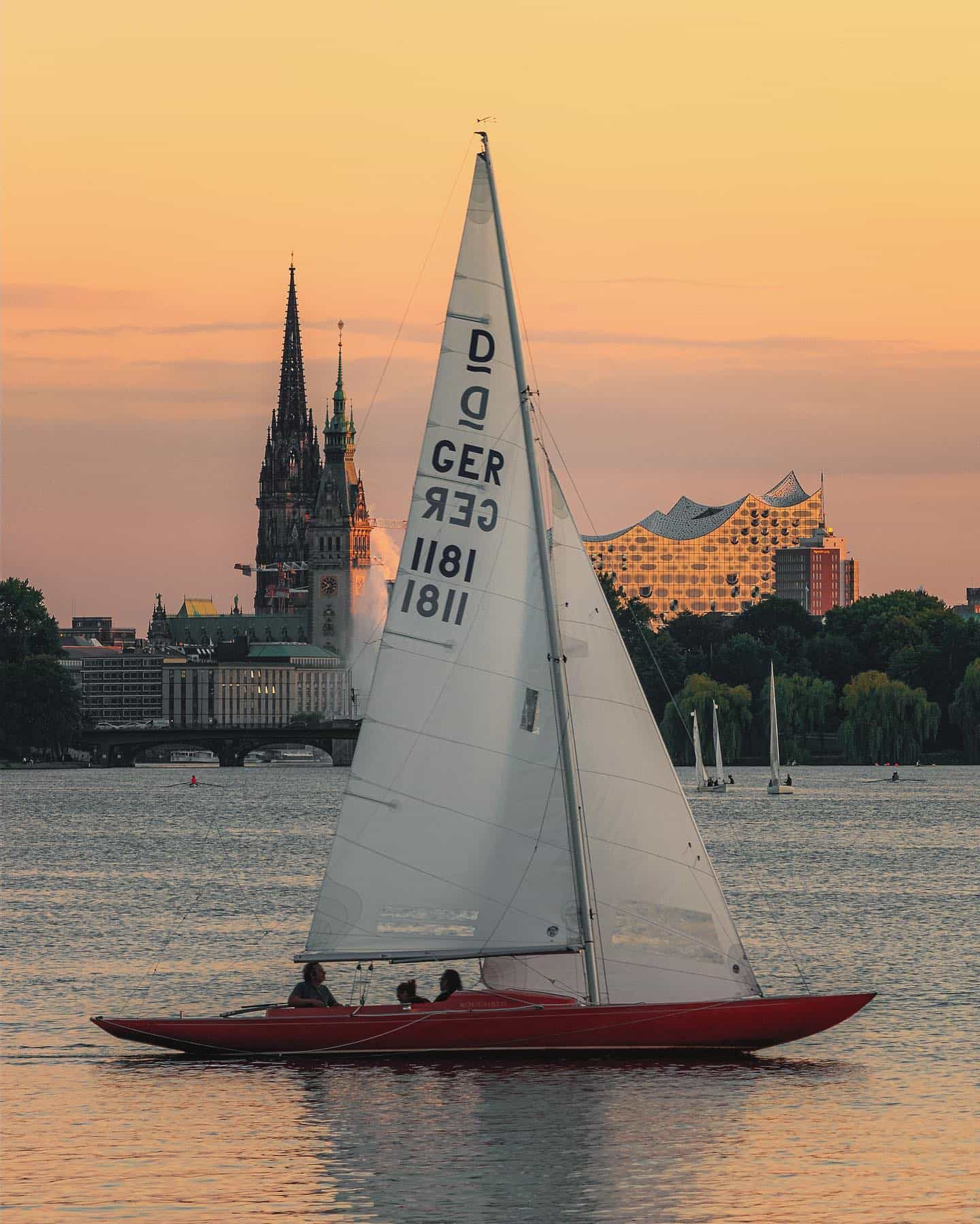 Vista del porto, Amburgo, Germania